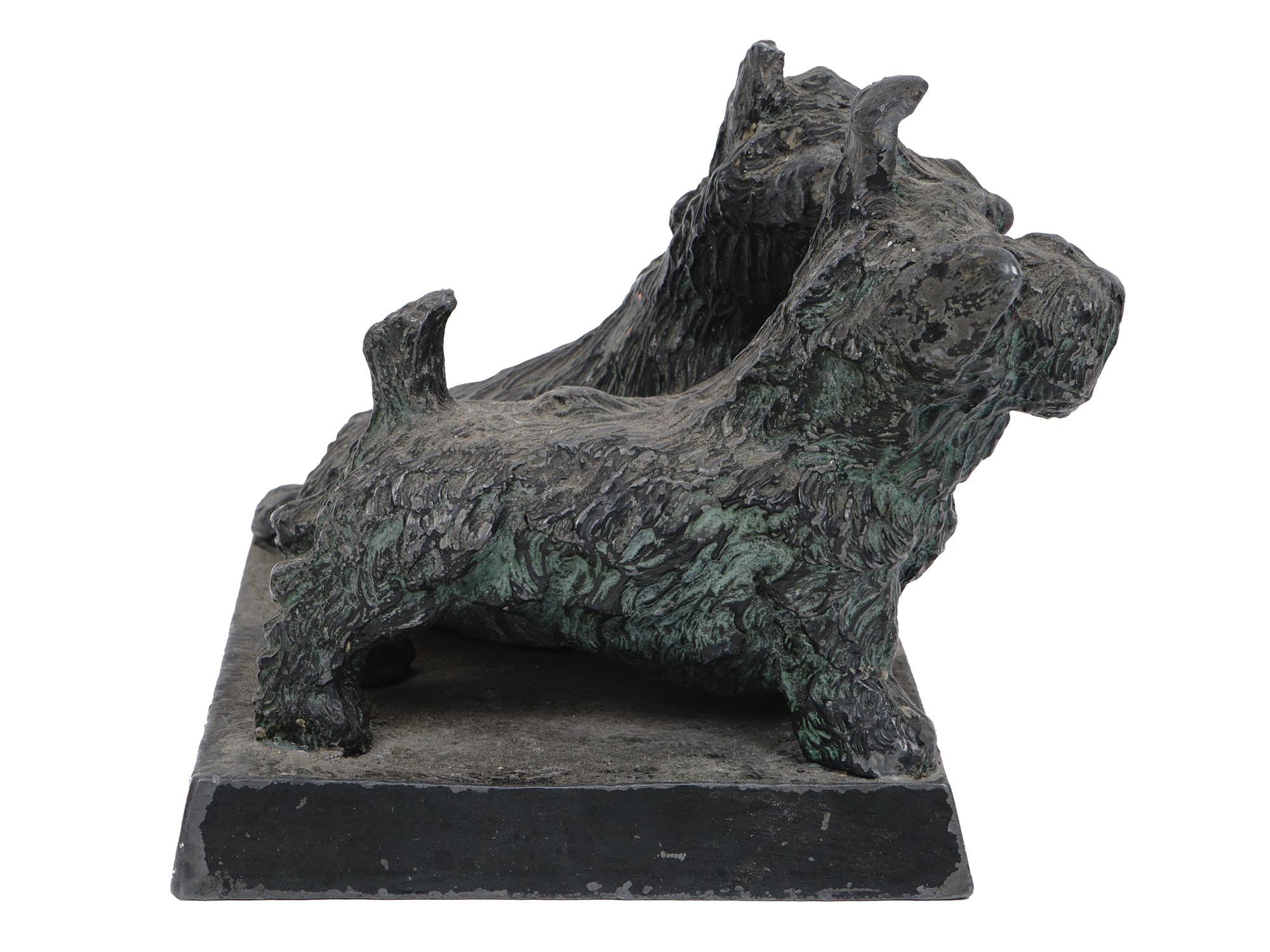 BRONZE PATINATED ALLOY FIGURE OF TERRIER DOGS PIC-3